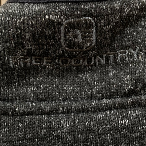 Free Country Men's Sweater Knit Fleece Jacket Gray/Black with Blue Accents - Picture 5 of 5